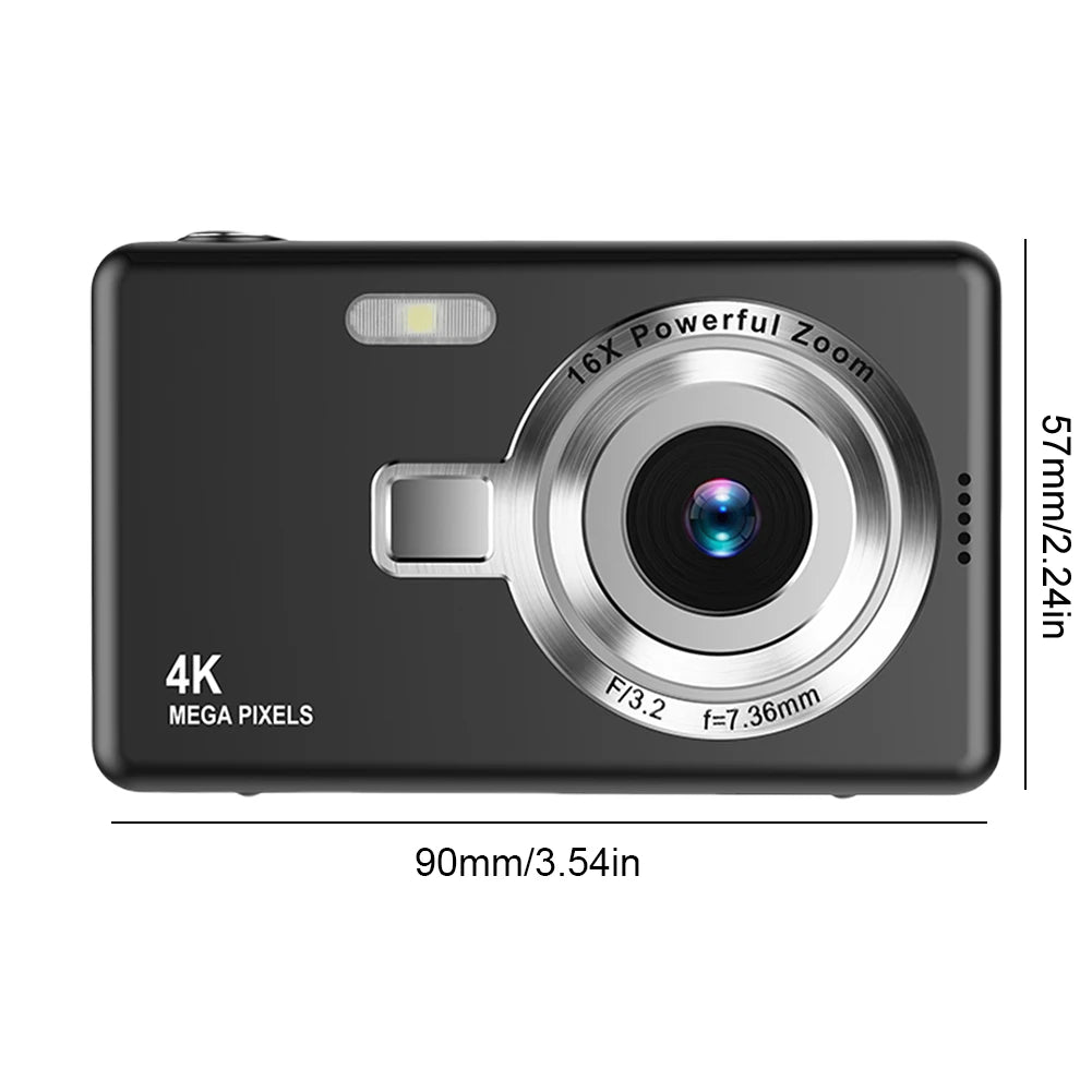 4K HD 1080P Portable Vlogging Camera 16X Zoom Autofocus Vlogging Camera Anti-Shake 2.4 Inch IPS Screen for Photography and Video