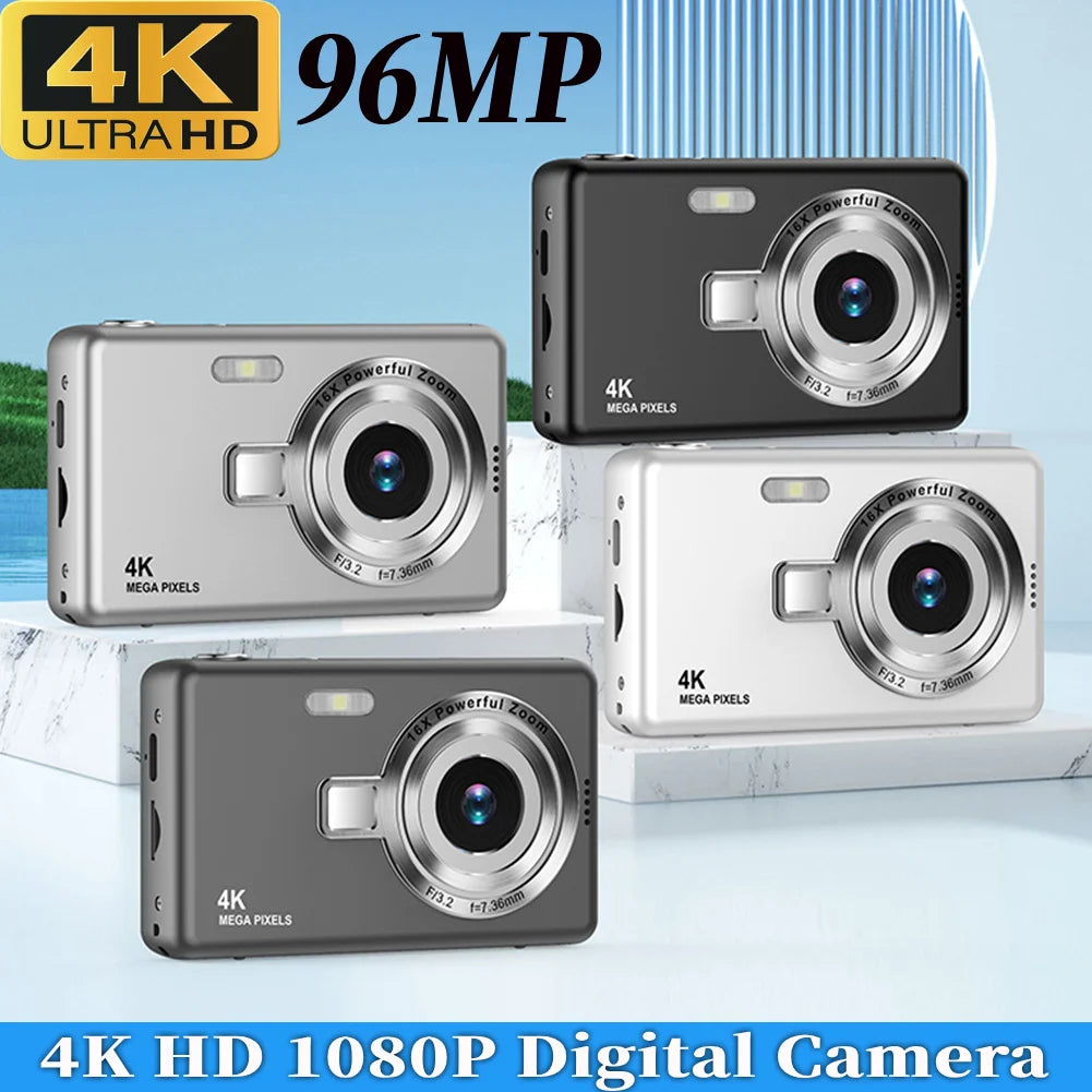 4K HD 1080P Portable Vlogging Camera 16X Zoom Autofocus Vlogging Camera Anti-Shake 2.4 Inch IPS Screen for Photography and Video