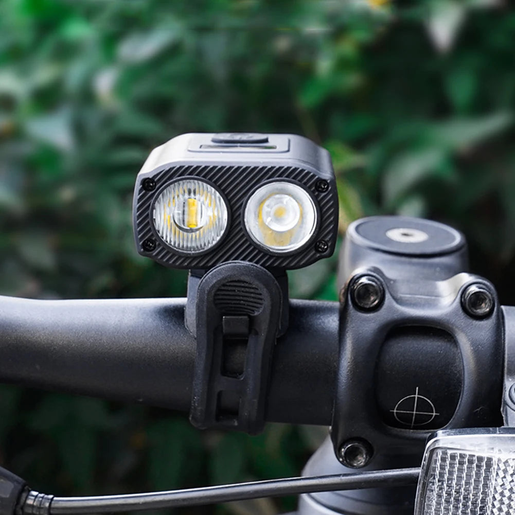 LED Bicycle Headlight High Beam Low Beam USB Charging Bike Handlebar Flashlight 5 Modes Waterproof Bicycle Front Lamp Accessory