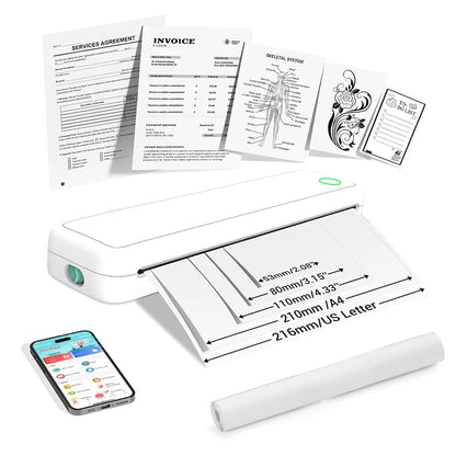 Printer Inkless BT Wireless Portable Printer with Printing Paper Document Printing Maker for Smartphone PC  A4 Thermal Printer