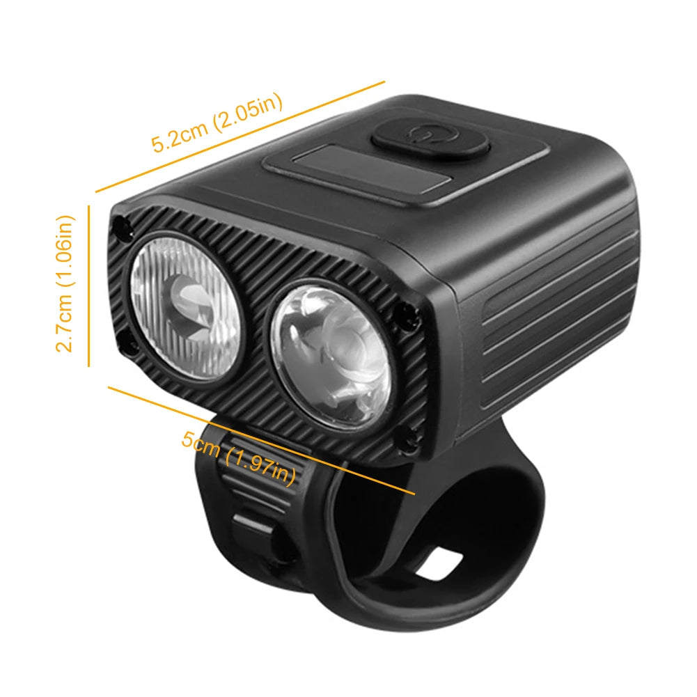 LED Bicycle Headlight High Beam Low Beam USB Charging Bike Handlebar Flashlight 5 Modes Waterproof Bicycle Front Lamp Accessory