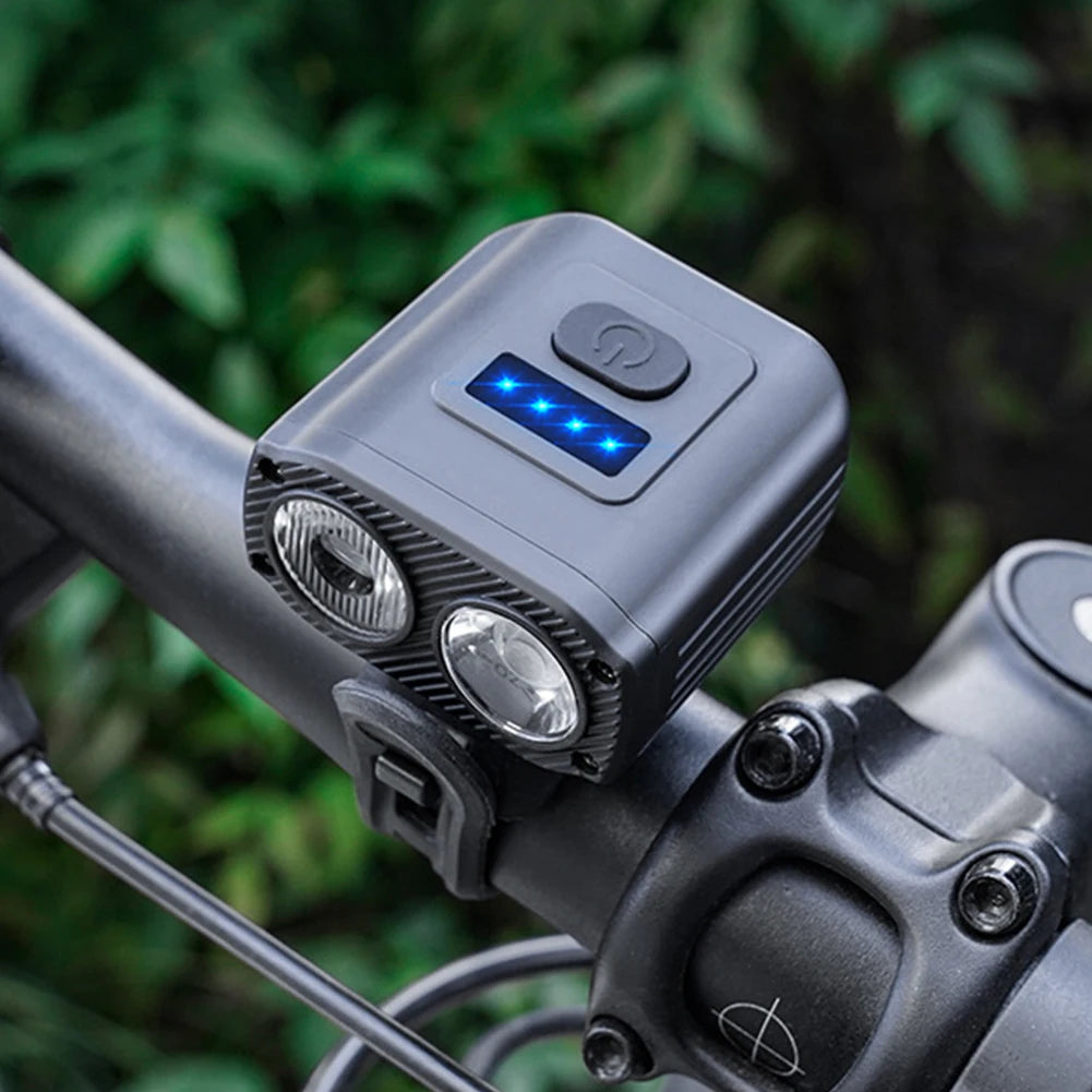 LED Bicycle Headlight High Beam Low Beam USB Charging Bike Handlebar Flashlight 5 Modes Waterproof Bicycle Front Lamp Accessory