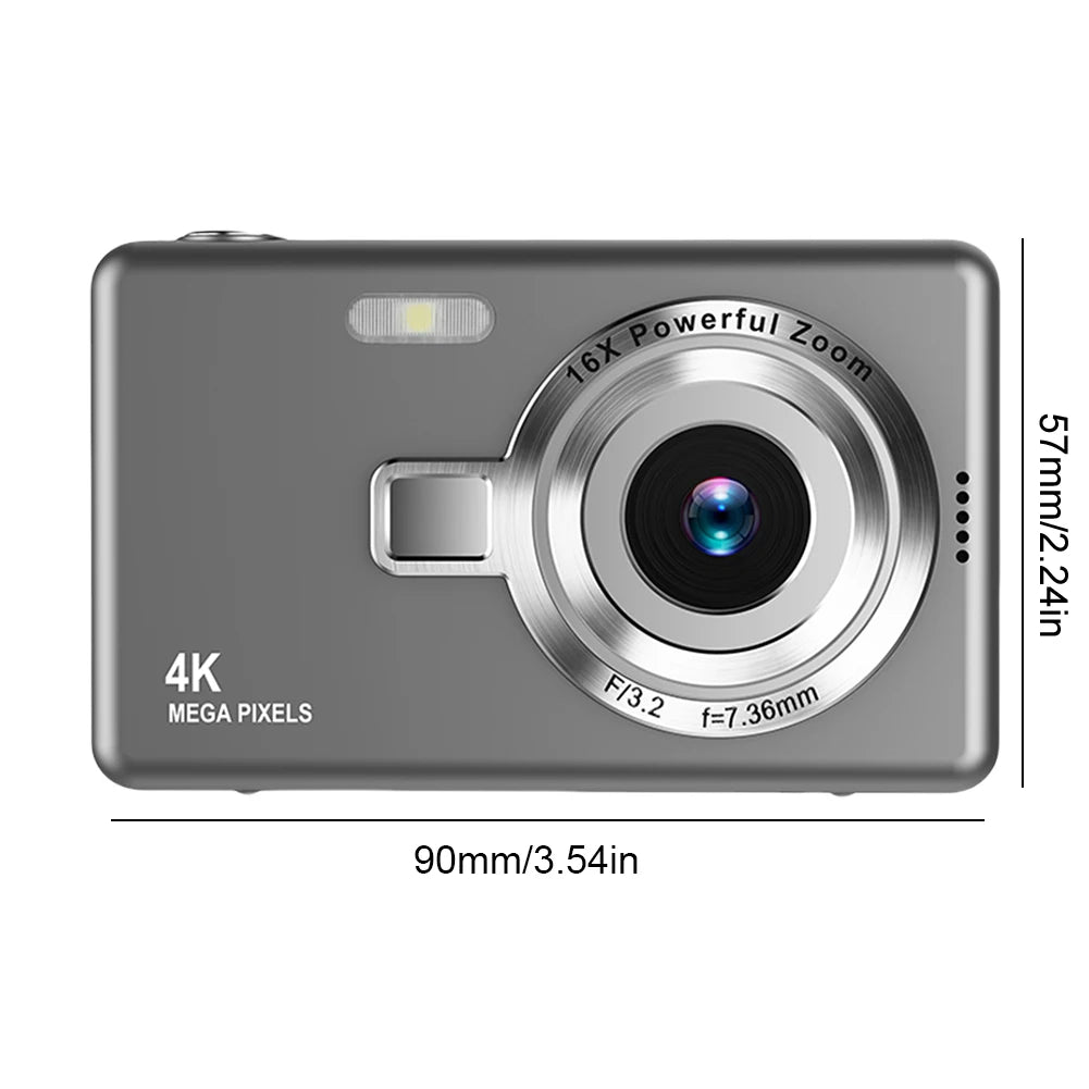 4K HD 1080P Portable Vlogging Camera 16X Zoom Autofocus Vlogging Camera Anti-Shake 2.4 Inch IPS Screen for Photography and Video