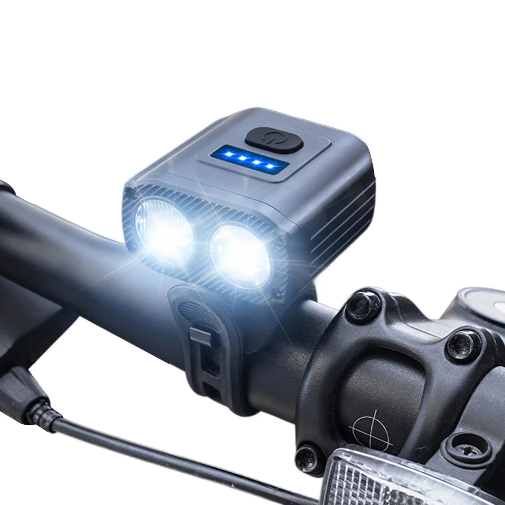 LED Bicycle Headlight High Beam Low Beam USB Charging Bike Handlebar Flashlight 5 Modes Waterproof Bicycle Front Lamp Accessory
