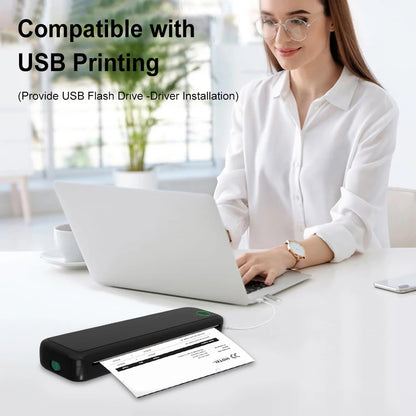 Printer Inkless BT Wireless Portable Printer with Printing Paper Document Printing Maker for Smartphone PC  A4 Thermal Printer
