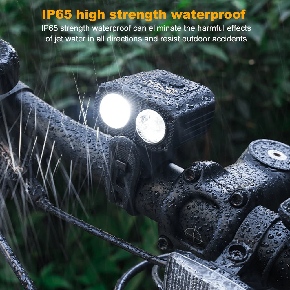 LED Bicycle Headlight High Beam Low Beam USB Charging Bike Handlebar Flashlight 5 Modes Waterproof Bicycle Front Lamp Accessory