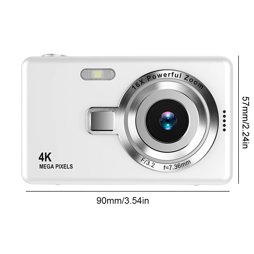 4K HD 1080P Portable Vlogging Camera 16X Zoom Autofocus Vlogging Camera Anti-Shake 2.4 Inch IPS Screen for Photography and Video